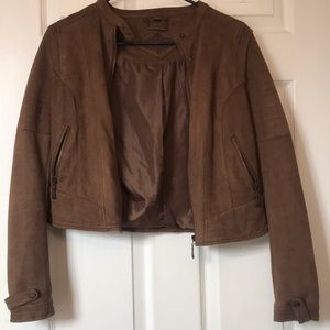 Brown suede moto jacket